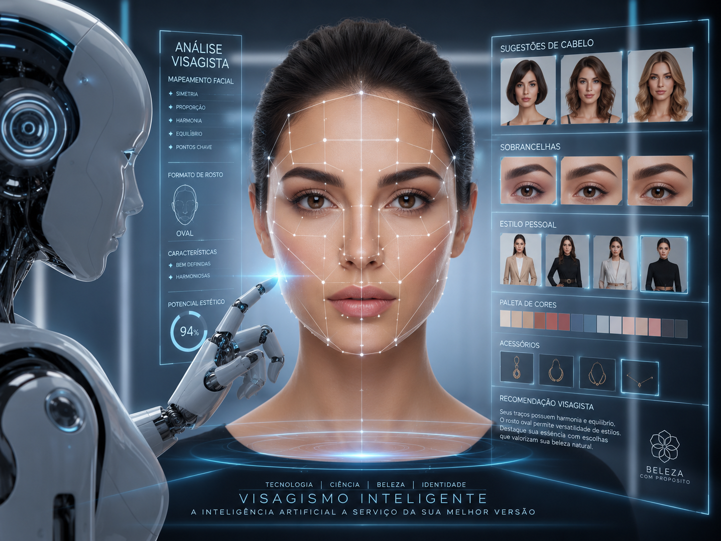 Exemplo de análise visagista gerada com inteligência artificial